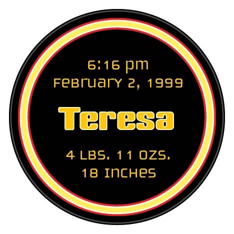 baby girl birth announcement custom printed pucks