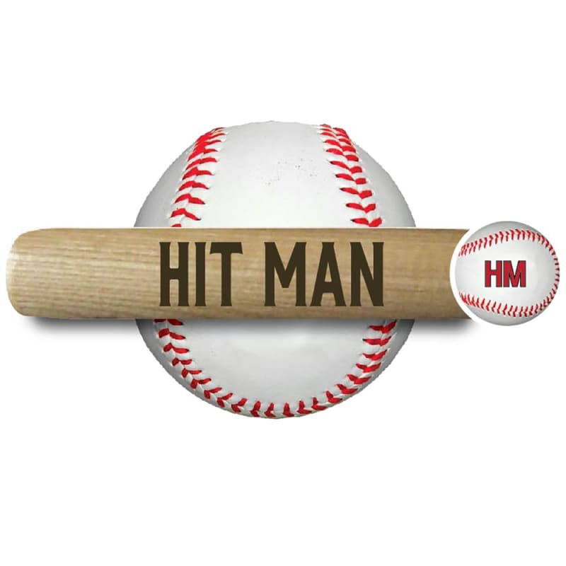ENGRAVED SLOGAN BAT<br>18" MINI BASEBALL BAT<br>"HIT MAN"<br> natural mini baseball bat