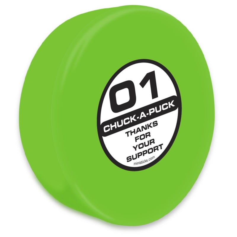 Chuck-A-Puck green hockey puck, foam hockey puck green Chuck-A-Puck