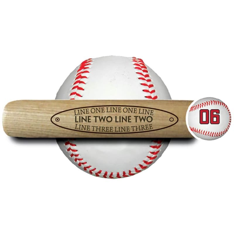 engraved 18" souvenir baseball bat "add your choice of text inside an oval area"