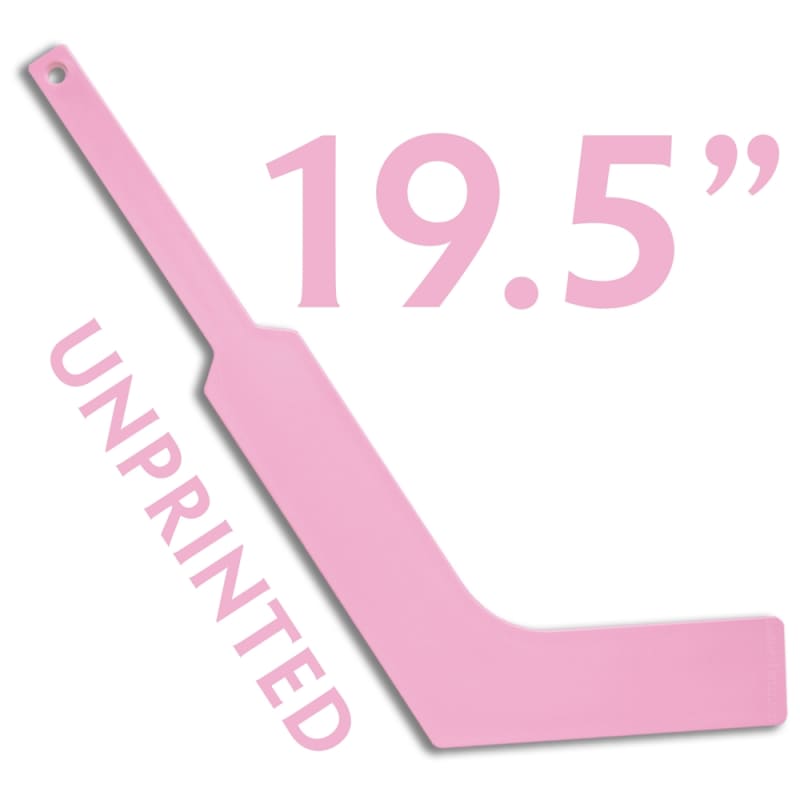 Manufacture direct wholesale unprinted Orange plastic mini goalie stick is 19.5" in length,  manufactured in usa and used as a knee hockey goalie stick by mini hockey players