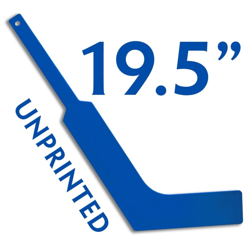 Manufacture direct wholesale unprinted Red plastic mini goalie stick is 19.5" in length,  manufactured in usa and used as a knee hockey goalie stick by mini hockey players