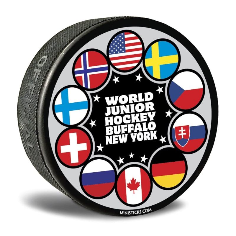World junior hockey customizable hockey pucks and custom printed pucks