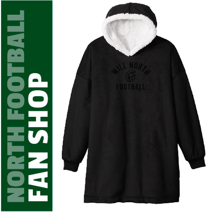 Will North Football Wearable Blanket with laser etched Wmsvl Spartan logo.