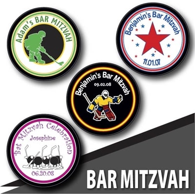 BAR MITZVAH hockey pucks