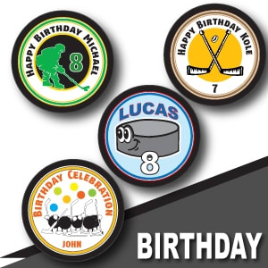 BIRTHDAY PARTY hockey pucks