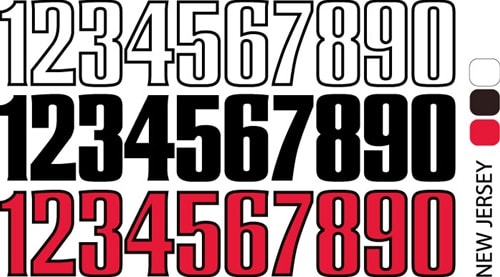 Sport helmet numbers are die cut decals that can be placed on a players helmet to match their jersey number. They are printed in many colors to match the color of the team logo.