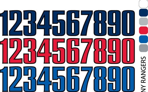 Sport helmet numbers are die cut decals that can be placed on a players helmet to match their jersey number. They are printed in many colors to match the color of the team logo.
