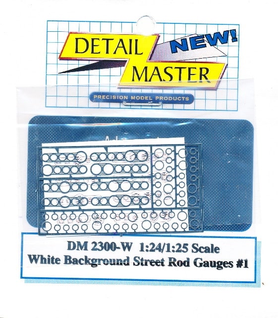 Street Rod Gauges White Background  for 1/24 & 1/25