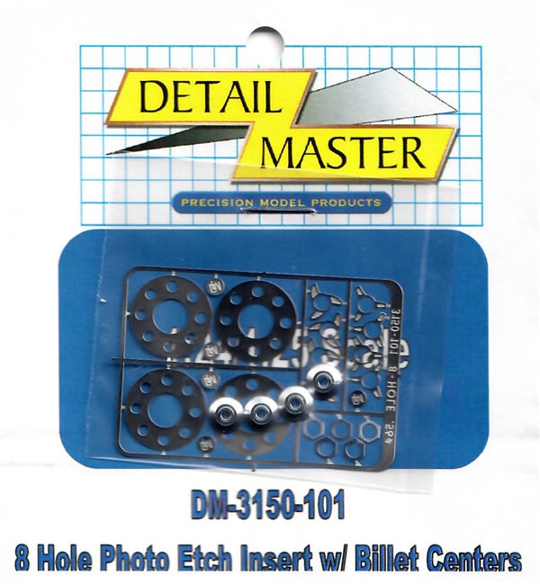 8 Hole Photo Etch Wheel Insert with Billet Center Caps for 1/24 & 1/25