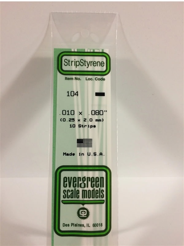 Evergreen Scale Models .010" X .080" Opaque White Polystyrene Strip
