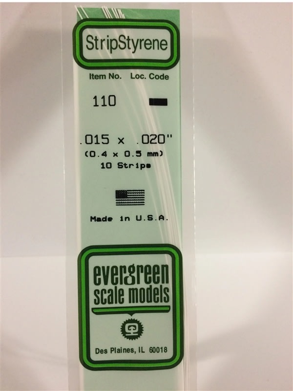 Evergreen Scale Models .015" X .020" Opaque White Polystyrene Strip