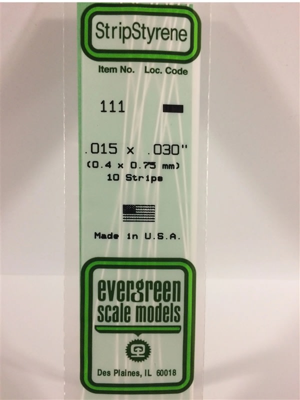 Evergreen Scale Models .015" X .030" Opaque White Polystyrene Strip