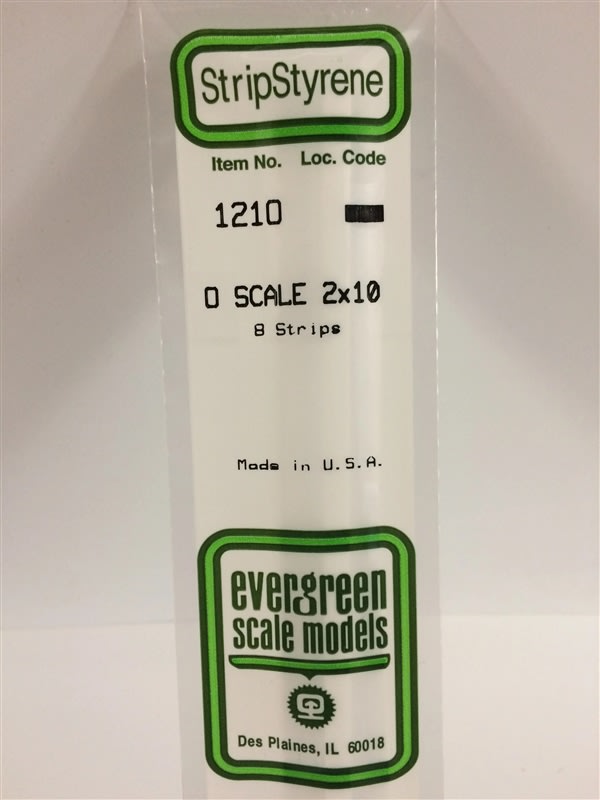 Evergreen Scale Models  .040" X .208" Opaque White Polystyrene 2 x 10 O Scale  Strips