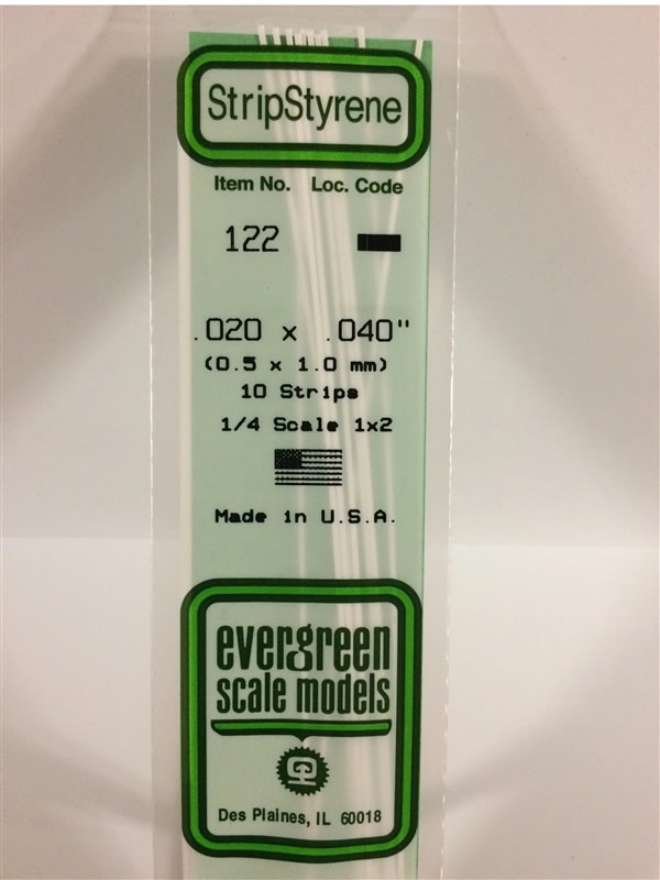Evergreen Scale Models .020" X .040" Opaque White Polystyrene Strip