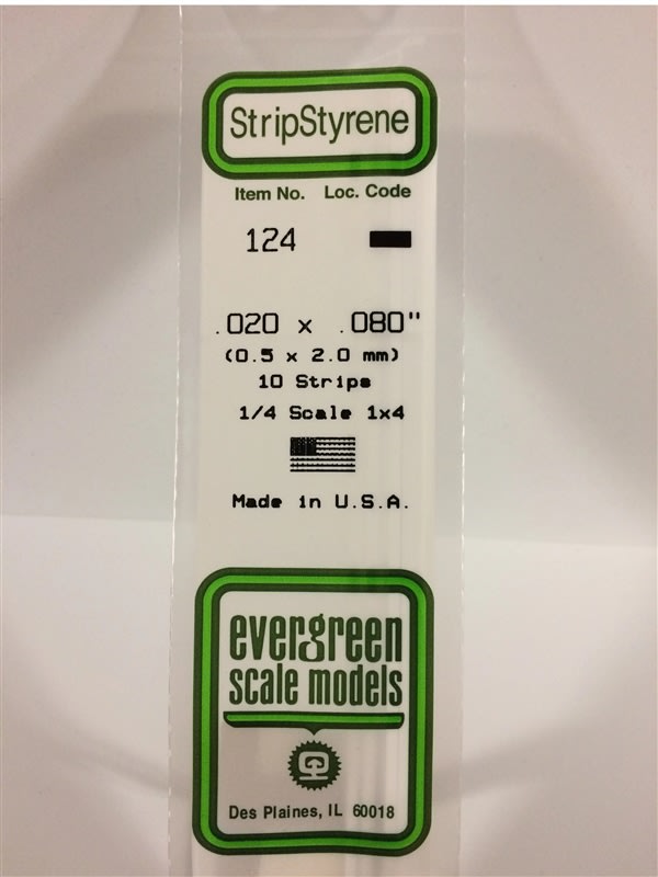 Evergreen Scale Models .020" X .080" Opaque White Polystyrene Strip