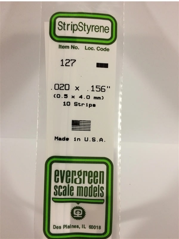 Evergreen Scale Models .020" X .156" Opaque White Polystyrene Strip