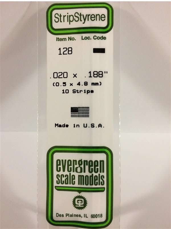 Evergreen Scale Models .020" X .188" Opaque White Polystyrene Strip