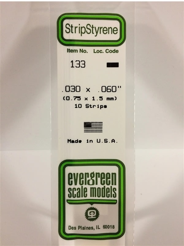 Evergreen Scale Models .030" X .060" Opaque White Polystyrene Strip
