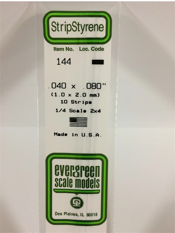 Evergreen Scale Models .040" X .080" Opaque White Polystyrene Strip
