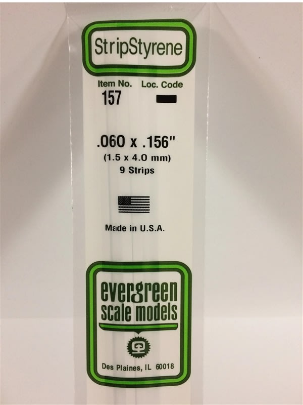 Evergreen Scale Models .060" X .156" Opaque White Polystyrene Strip