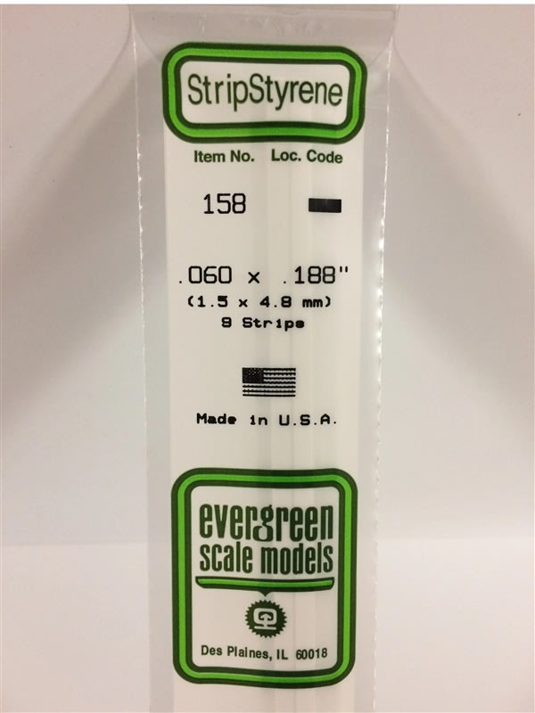 Evergreen Scale Models .060" X .188" Opaque White Polystyrene Strip
