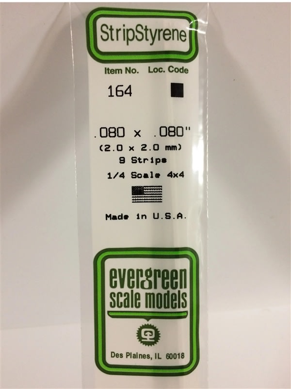 Evergreen Scale Models .080" X .080" Opaque White Polystyrene Strip