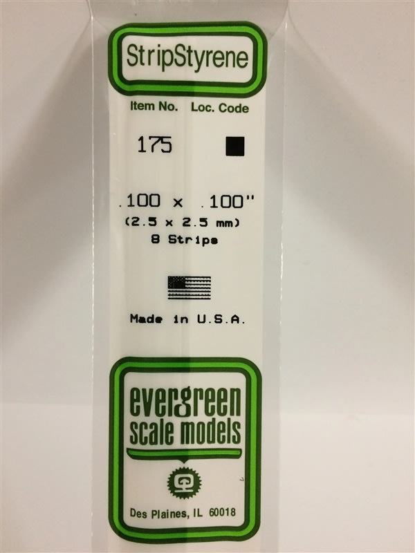 Evergreen Scale Models .100" X .100" Opaque White Polystyrene Strip