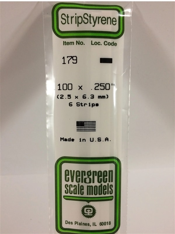 Evergreen Scale Models .100" X .250" Opaque White Polystyrene Strip