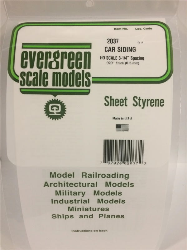 Evergreen Scale Models .037" Opaque White Polystyrene HO Scale Freight Car Siding