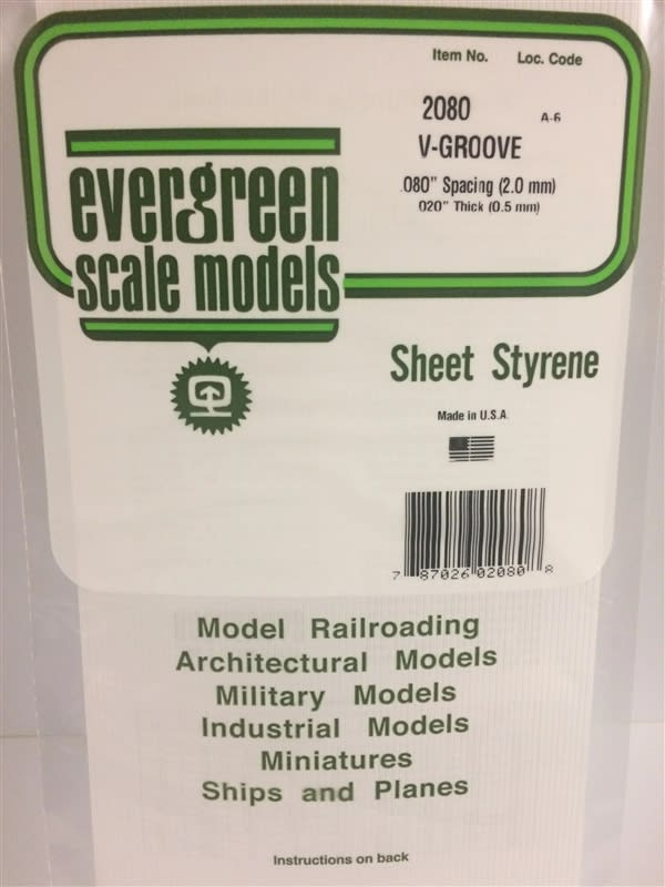 Evergreen Scale Models .080" Opaque White Polystyrene V Groove Siding