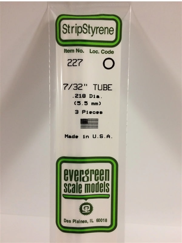 Evergreen Scale Models  .219" 5.5mm Opaque White Polystyrene Tubing