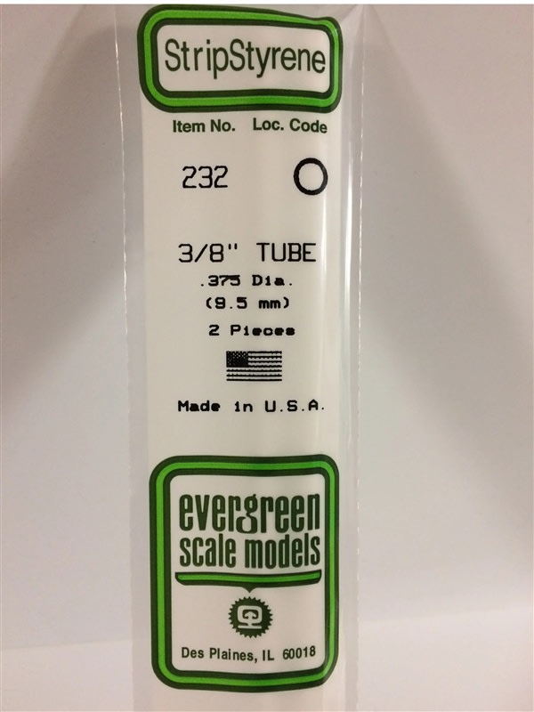 Evergreen Scale Models  .375" 9.5mm Opaque White Polystyrene Tubing