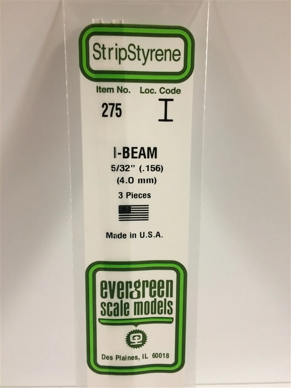 Evergreen Scale Models .156" 4.0mm Opaque White Polystyrene I-Beam