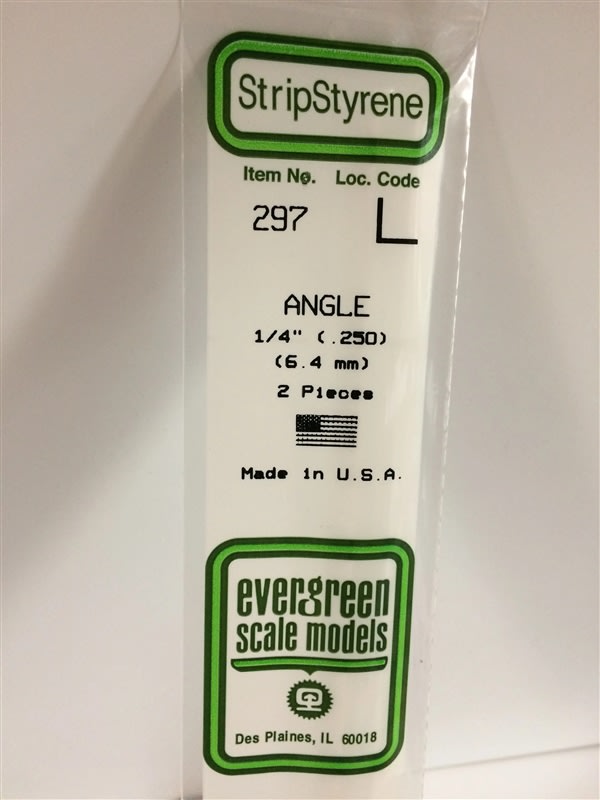 Evergreen Scale Models .250" 6.3mm Opaque White Polystyrene Angle