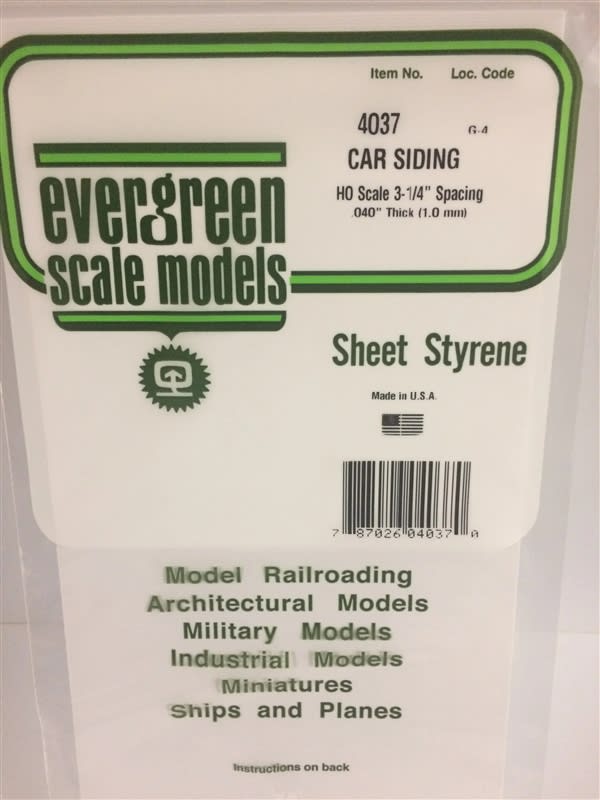 Evergreen Scale Models .037" Opaque White Polystyrene HO Scale Freight Car Siding