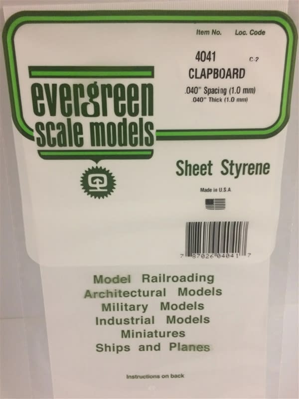 Evergreen Scale Models .040" Opaque White Polystyrene Clapboard  Siding