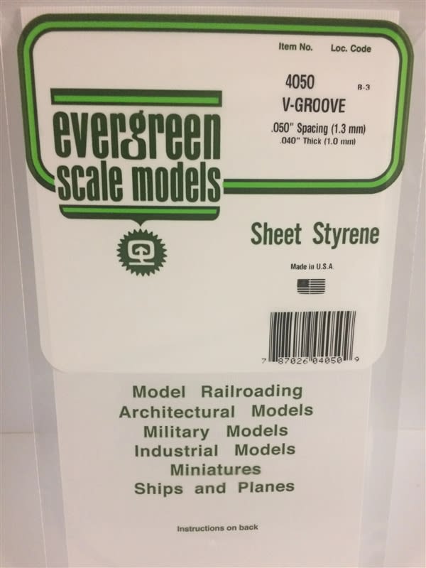 Evergreen Scale Models .050" Opaque White Polystyrene V Groove Siding