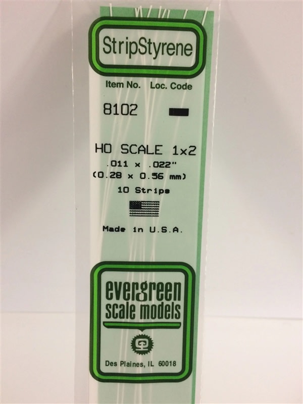 Evergreen Scale Models .011" X .022" Opaque White Polystyrene Strip