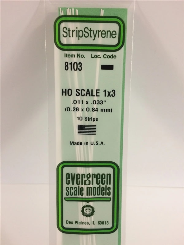 Evergreen Scale Models .011" X .033" Opaque White Polystyrene Strip