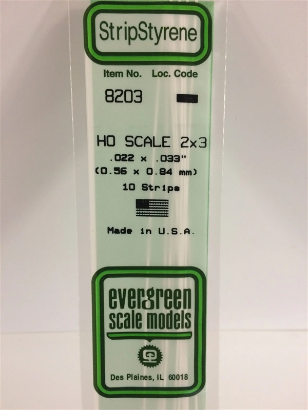 Evergreen Scale Models .022" X .033" Opaque White Polystyrene Strip