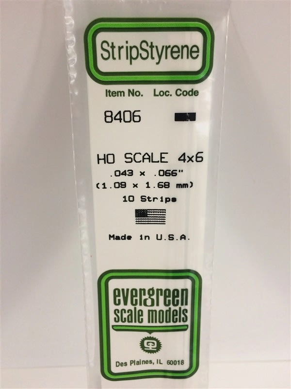 Evergreen Scale Models .043" X .066" Opaque White Polystyrene Strip