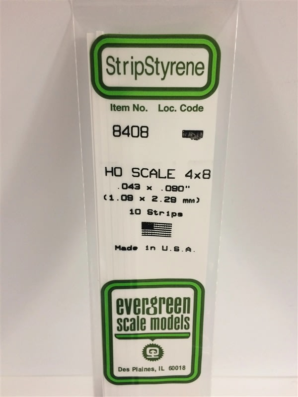 Evergreen Scale Models .043" X .090" Opaque White Polystyrene Strip