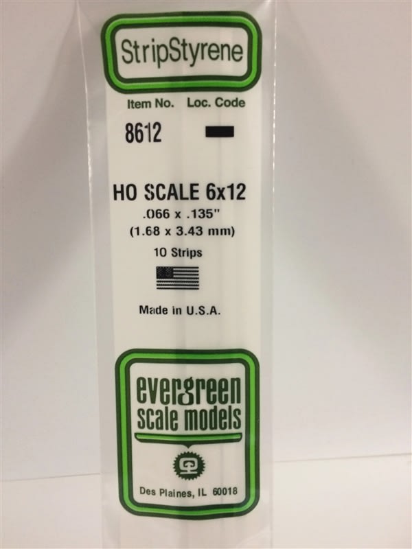 Evergreen Scale Models .066" X .135" Opaque White Polystyrene Strip