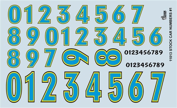 Gofer Racing Race Car Numbers Decal Sheet Two (1/25 or 1/24)