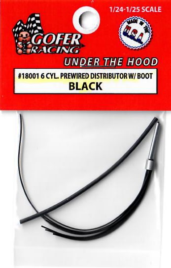 Black 6 Cylinder Pre-Wired Distributor Wiring with Plug Boot Material (1:24-1:25)