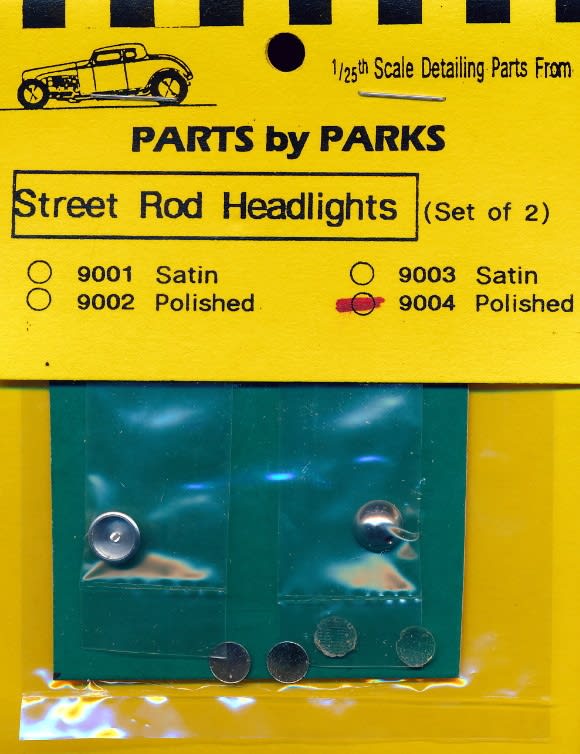 Street Rod Round Back Headlights Polished Chrome (Set of 2) Turned Aluminum with Clear Lenses  (1/25 or 1/24)