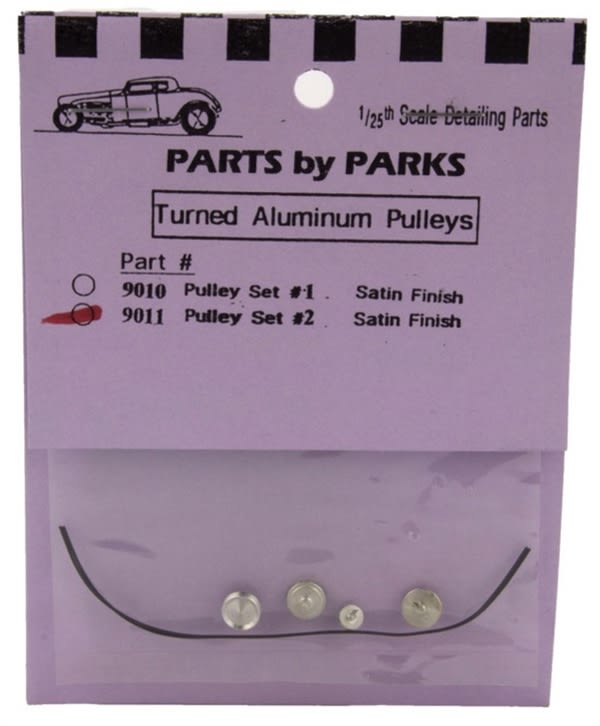 Turned Aluminum Pulleys (Set # 2) Satin Finish 4 Pulleys with Belt (1/25 or 1/24)