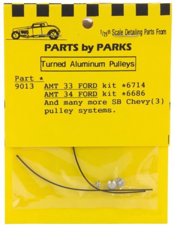 Turned Aluminum 1933-34 Ford & SB Chevy Pulley Set 3 Pulleys with Belt (1/25 or 1/24)