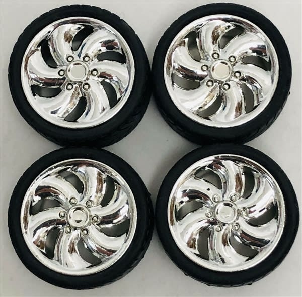 Cyclone Chrome Rims with Tires (Set of 4) 1/25
